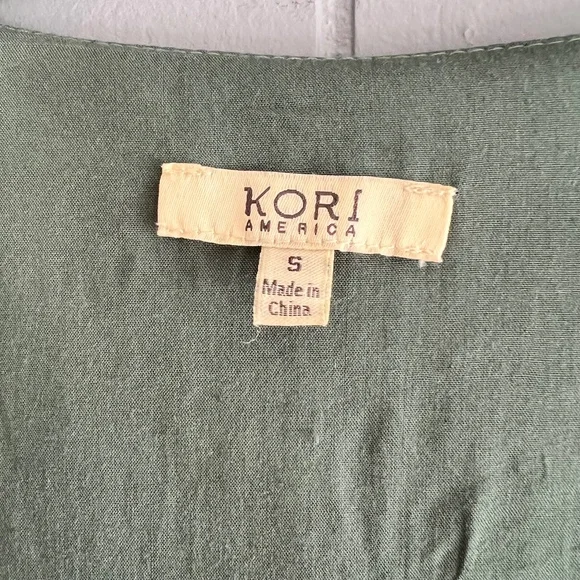 Floral Wrap Midi Dress‎ Green Short Sleeve V-Neck Boho Garden Party Casual Small - Picture 6 of 8